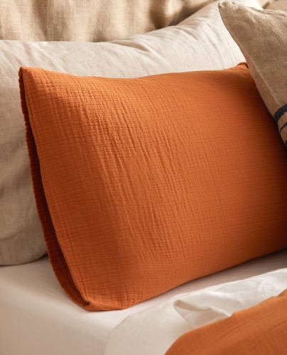Muslin Pillow Cases Gauze Orange